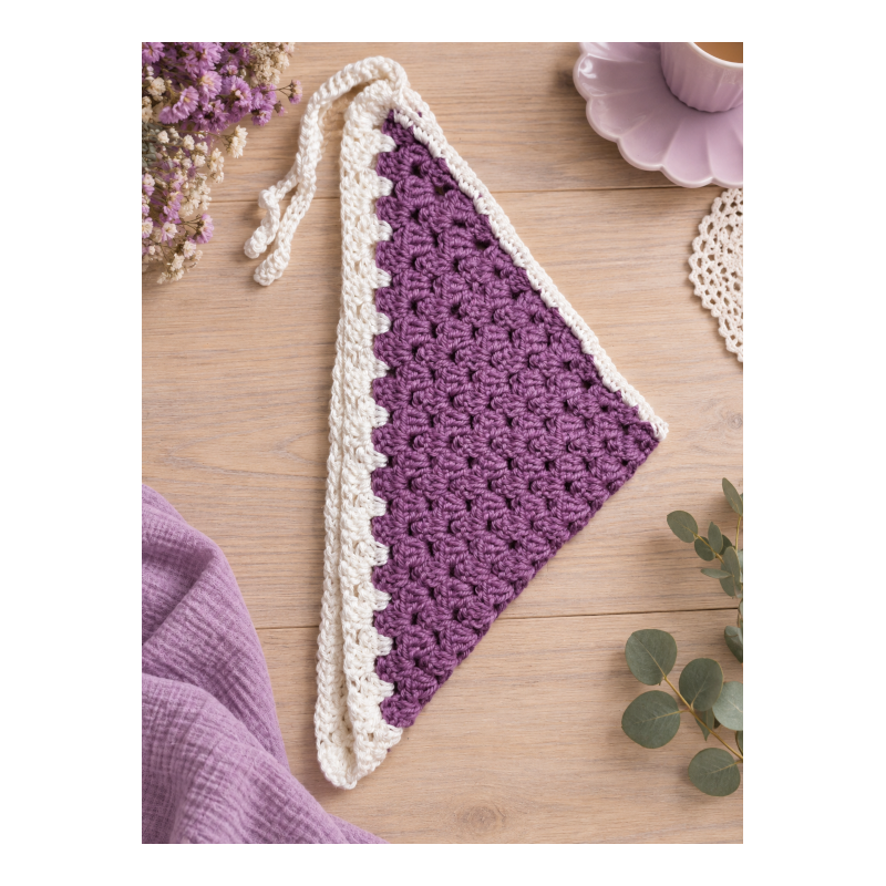 Bandana de crochet morada hecha a mano | SusuCrochet