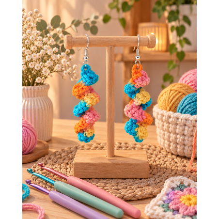 Pendientes de crochet multicolor hechos a mano | SusuCrochet