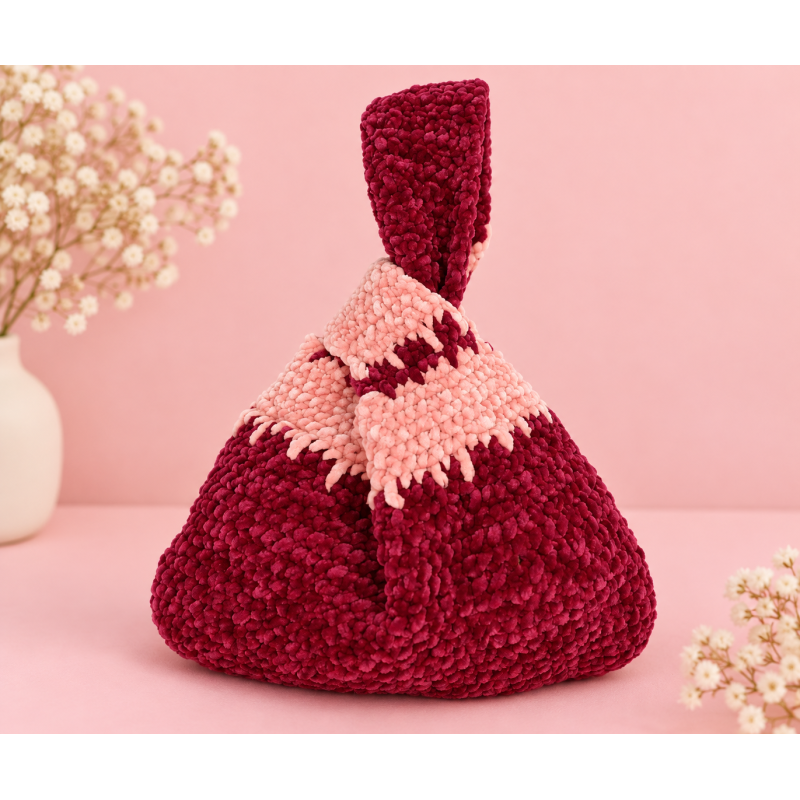 Bolso de crochet burdeos y rosa | SusuCrochet